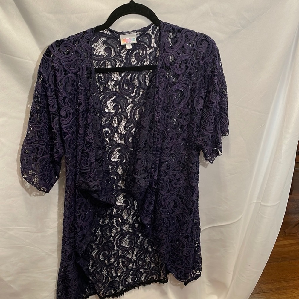 LuLaRoe Women’s Purple Lace‎ Kimono Shaw/cover up Jacket  Small